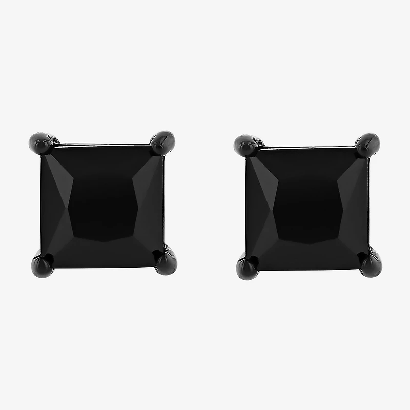 Genuine Black Spinel Stainless Steel 15mm Stud Earrings