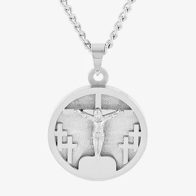 Mens Stainless Steel Round 24 Inch Pendant Necklace