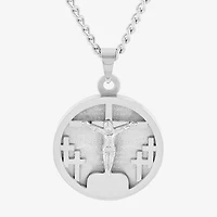 Mens Stainless Steel Round 24 Inch Pendant Necklace