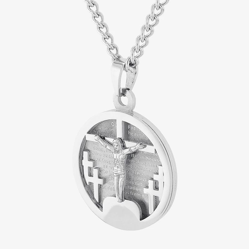 Mens Stainless Steel Round 24 Inch Pendant Necklace