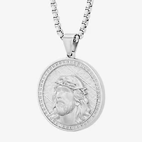 Mens 1/4 CT. T.W. Natural White Diamond Stainless Steel Pendant Necklace