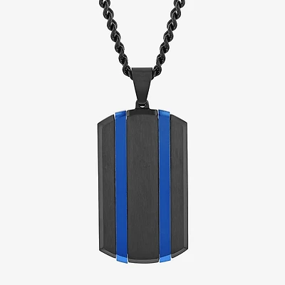 Mens Stainless Steel Dog Tag 24 Inch Pendant Necklace