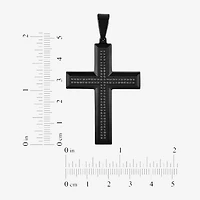 Mens 1/2 CT. T.W. Black Diamond Stainless Steel Cross 24 Inch Pendant Necklace