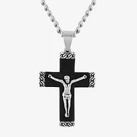 Mens Stainless Steel Cross 24 Inch Pendant Necklace