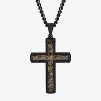 Mens Stainless Steel Cross 24 Inch Pendant Necklace