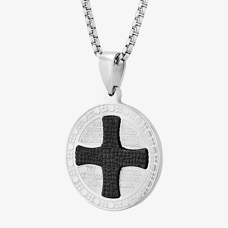 Mens Stainless Steel Circle 24 Inch Pendant Necklace
