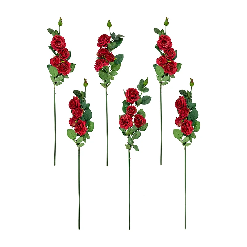 Northlight 35in Set Of 6 Red Real Touch Rose Artificial Floral Sprays 6-pc. Pick