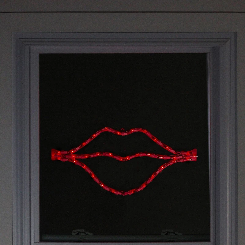 Northlight 17.5in Lighted Red Lips Window Silhouette Decoration Valentines Day Yard Art