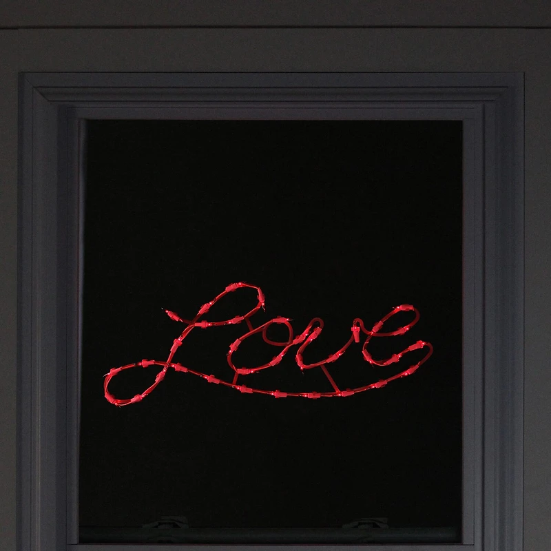 Northlight 17in Lighted Red Love Script Window Silhouette Decoration Valentines Day Yard Art