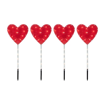 Northlight 4ct Red Heart Valentine'S Day Marker Lawn Stakes Pathway Light