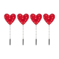 Northlight 4ct Red Heart Valentine'S Day Marker Lawn Stakes Pathway Light
