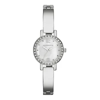Liz Claiborne® Womens Silver-Tone & Crystal-Accent Bangle Watch