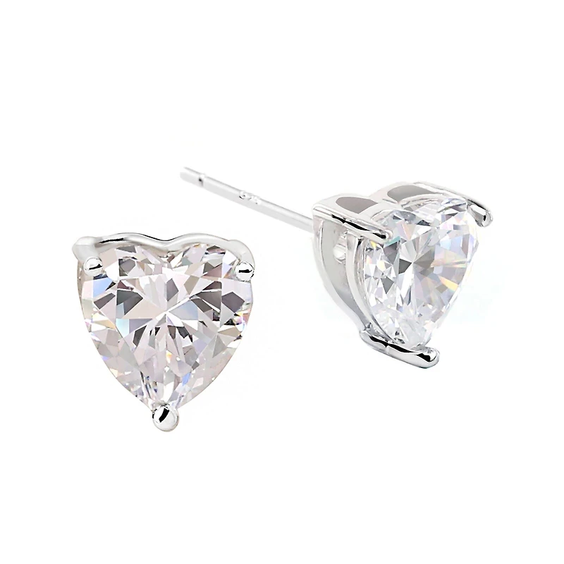 DiamonArt® Sterling Silver Heart Cubic Zirconia Stud Earrings