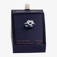 Sparkle Allure Womens 2.5MM Cubic Zirconia Pure Silver Over Brass Heart Band