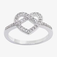 Sparkle Allure Womens 2.5MM Cubic Zirconia Pure Silver Over Brass Heart Band