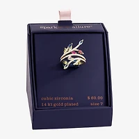 Sparkle Allure Womens Multi Color Crystal 14K Gold Over Brass Bypass  Cocktail Ring