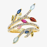 Sparkle Allure Womens Multi Color Crystal 14K Gold Over Brass Bypass  Cocktail Ring