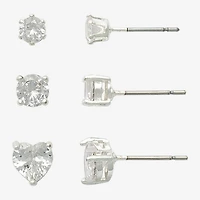 Mixit Womens Heart 3 Pair Earring Set