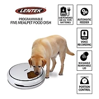 Lentek Programmable Five Meal Pet Dish with Voice Message