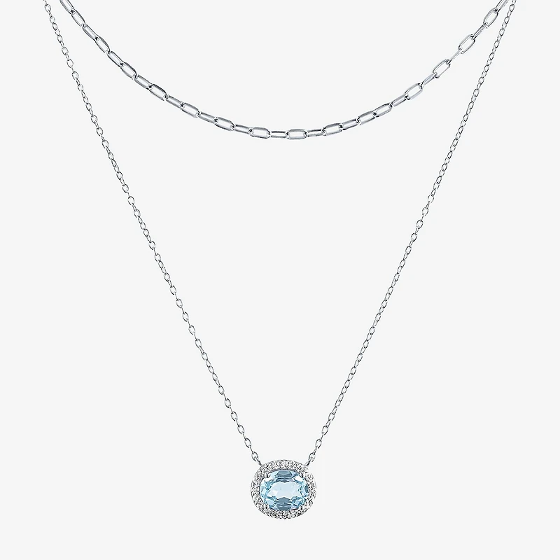 Womens 2-pc. Gemstone 14K Gold Over Silver Necklace Set