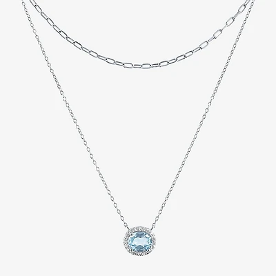 Womens 2-pc. Gemstone 14K Gold Over Silver Necklace Set