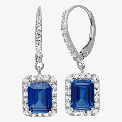 Lab-Created Blue Sapphire & White Sapphire Sterling Silver Earrings