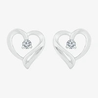 1/10 CT. T.W. Natural White Diamond Sterling Silver 9.3mm Heart Stud Earrings
