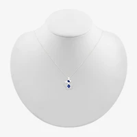 Womens Lab Created Blue Sapphire Sterling Silver Oval 18 Inch Pendant Necklace