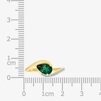 Womens Lab Created Green Emerald 14K Gold Over Silver Bypass  Cocktail Ring