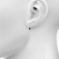 Womens Lab Created Blue Sapphire Sterling Silver Pear Drop Earrings