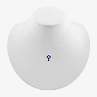 Womens Lab Created Blue Sapphire Sterling Silver Round 18 Inch Pendant Necklace