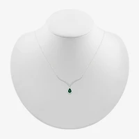 Womens Green Sterling Silver 16 1/2 Inch Collar Necklace