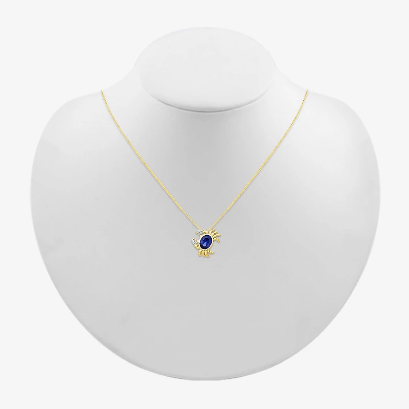 Womens Lab Created Blue Sapphire 14K Gold Over Silver Oval 18 Inch Pendant Necklace