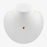 Womens Lab Created Blue Sapphire 14K Gold Over Silver Oval 18 Inch Pendant Necklace