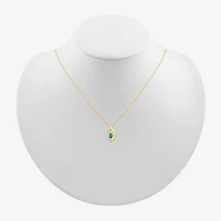 Womens Lab Created Green Emerald 14K Gold Over Silver Pear 18 Inch Pendant Necklace