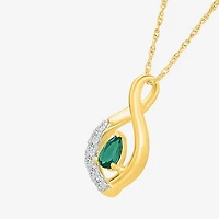 Womens Lab Created Green Emerald 14K Gold Over Silver Pear 18 Inch Pendant Necklace