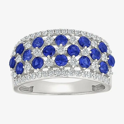Womens 11M Lab Created Blue Sapphire Sterling Silver Band