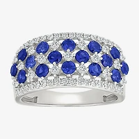 Womens 11M Lab Created Blue Sapphire Sterling Silver Band