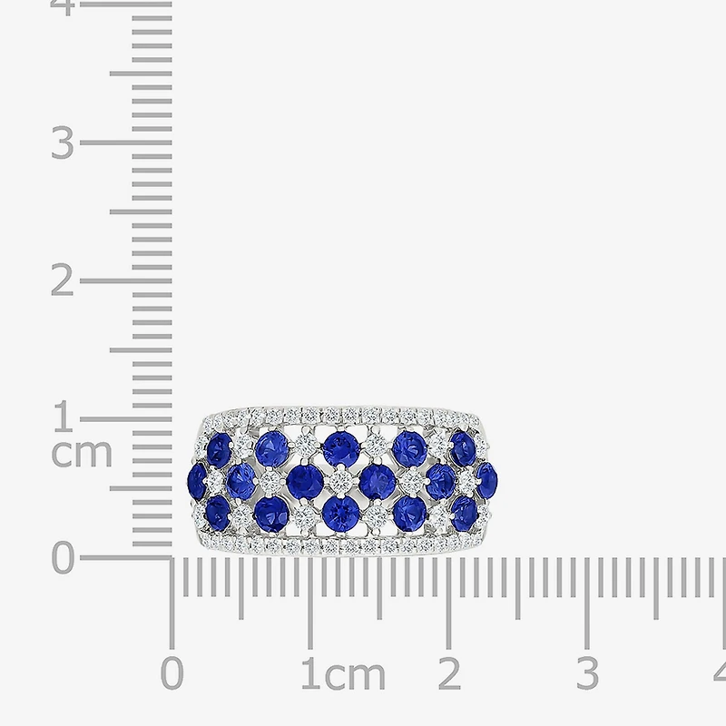 Womens 11M Lab Created Blue Sapphire Sterling Silver Band