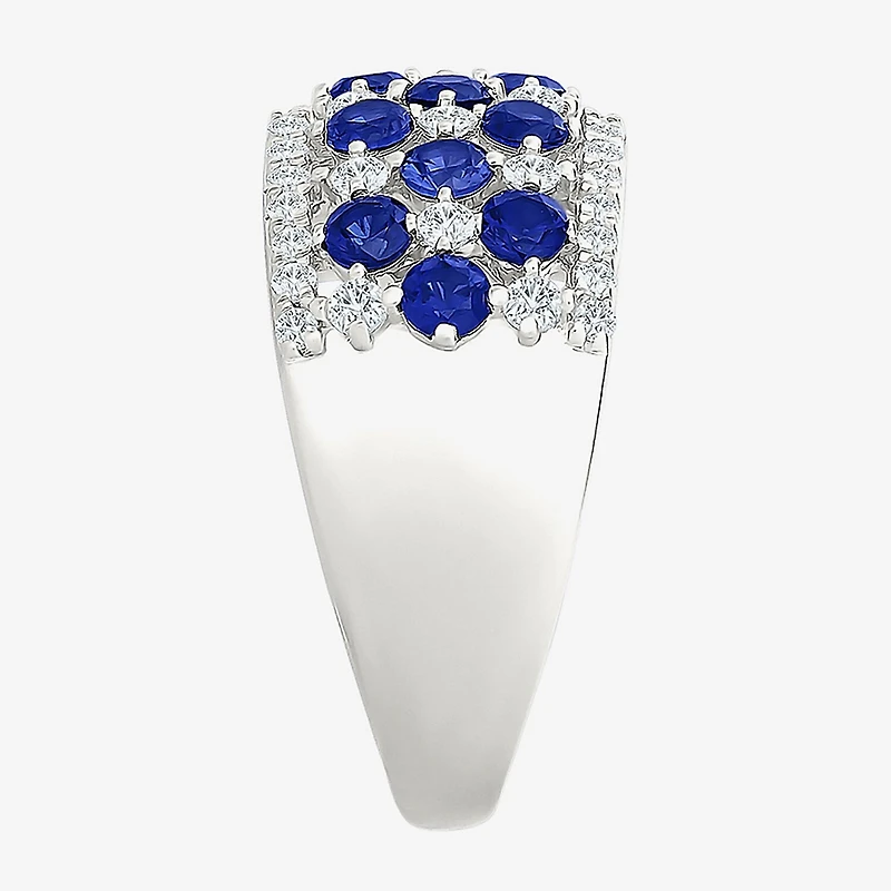 Womens 11M Lab Created Blue Sapphire Sterling Silver Band
