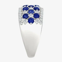 Womens 11M Lab Created Blue Sapphire Sterling Silver Band