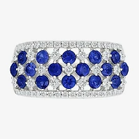 Womens 11M Lab Created Blue Sapphire Sterling Silver Band