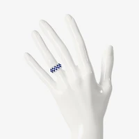 Womens 11M Lab Created Blue Sapphire Sterling Silver Band