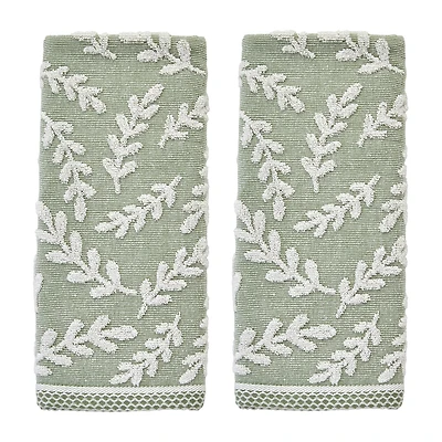 Saturday Knight Leaf Sprig 2-pc. Embellished Floral Hand Towel