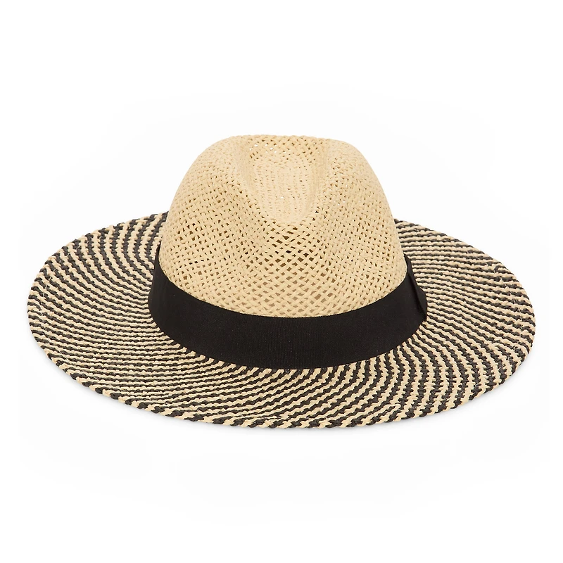 a.n.a Straw Striped Brim Womens Panama Hat