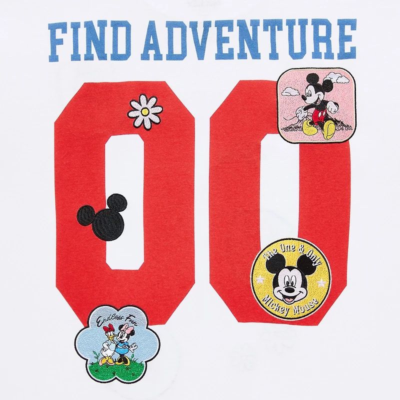Womens Juniors Crew Neck Short Sleeve Oversized Mickey and Friends Mouse Graphic T-Shirt
