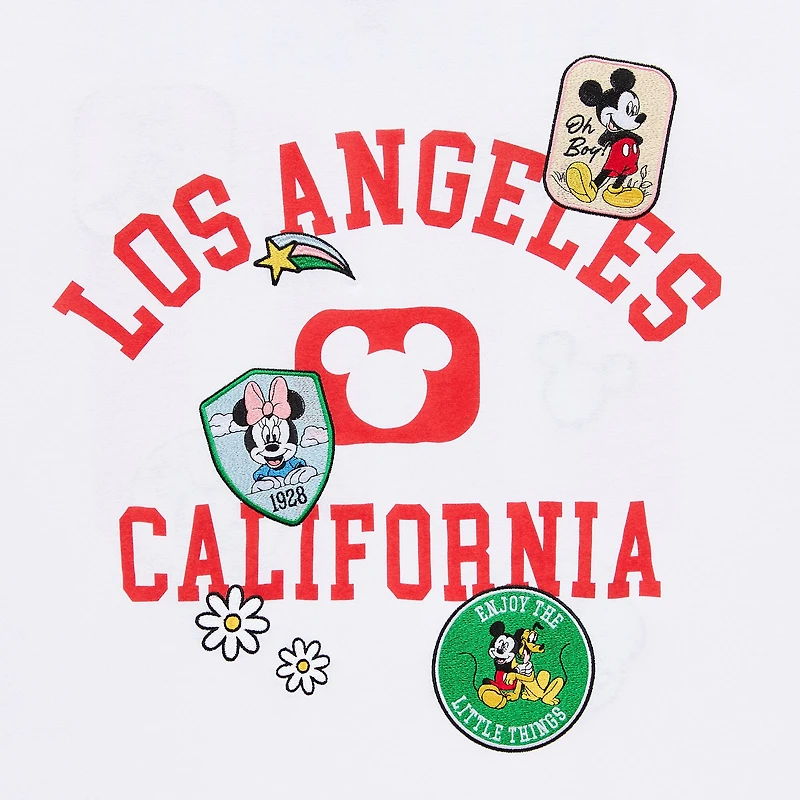 Womens Juniors Crew Neck Short Sleeve Oversized Mickey and Friends Mouse Graphic T-Shirt