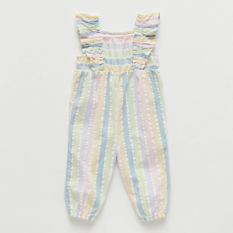 Okie Dokie Seersucker Baby Girls Square Neck Sleeveless Jumpsuit