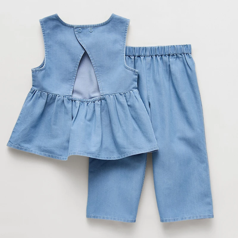 Okie Dokie Chambray Toddler & Little Girls 2-pc. Pant Set