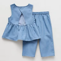 Okie Dokie Chambray Toddler & Little Girls 2-pc. Pant Set